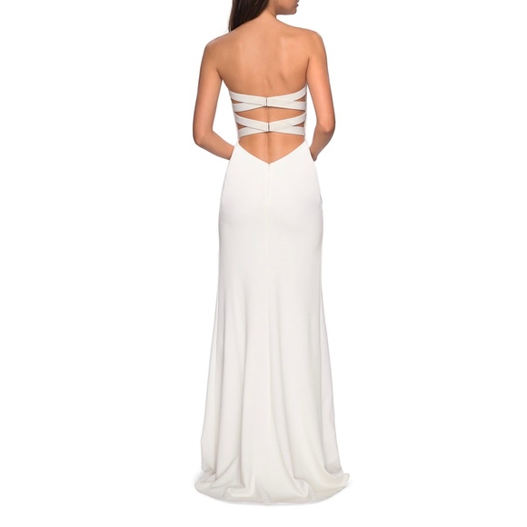 La Femme 27035 Strapless Cross Over Skirt Gown - Picture 9 of 10